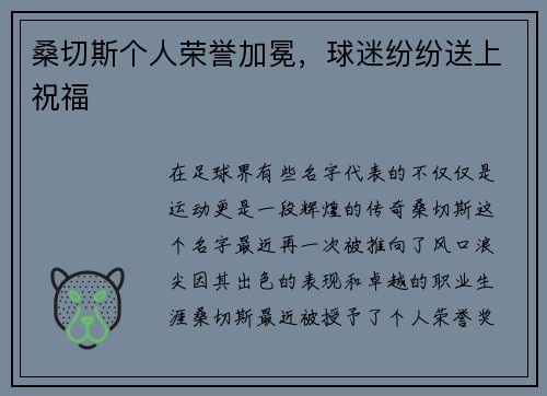 桑切斯个人荣誉加冕，球迷纷纷送上祝福
